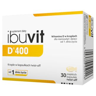 Ibuvit D 400, witamina D dla niemowląt i dzieci, 30 kapsułek twist-off - zdjęcie produktu