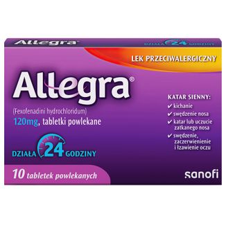 Allegra 120 mg, 10 tabletek powlekanych USZKODZONE OPAKOWANIE - zdjęcie produktu