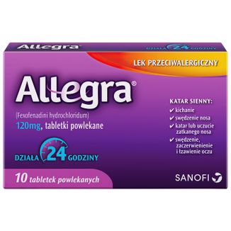 Allegra 120 mg, 10 tabletek powlekanych - zdjęcie produktu