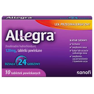 Allegra 120 mg, 10 tabletek powlekanych - zdjęcie produktu