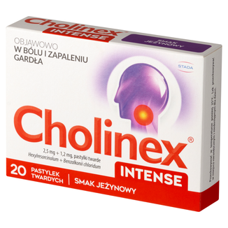 Cholinex Intense 2,5 mg + 1,2 mg, smak jeżynowy, 20 pastylek twardych do ssania - zdjęcie produktu