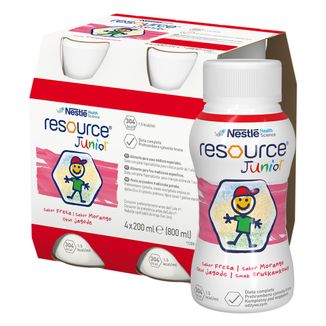 Resource Junior, preparat odżywczy powyżej 1 roku, smak truskawkowy, 4 x 200 ml KRÓTKA DATA - zdjęcie produktu