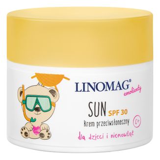 Linomag Emolienty Sun, krem przeciwsłoneczny dla dzieci i niemowląt od 1 dnia życia, SPF 30, 50 ml - zdjęcie produktu