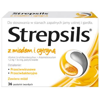 Strepsils z miodem i cytryną 1,2 mg + 0,6 mg, 36 pastylek twardych - zdjęcie produktu