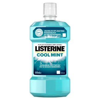 Listerine Cool Mint, płyn do płukania jamy ustnej, łagodny smak, bez alkoholu, 500 ml - zdjęcie produktu