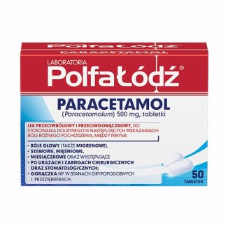 Laboratoria PolfaŁódź Paracetamol 500 mg, 50 tabletek - zdjęcie produktu