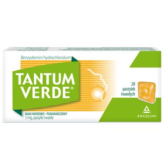 Tantum Verde 3 mg, smak miodowo-pomarańczowy, 20 pastylek twardych - zdjęcie produktu