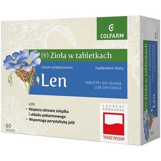 Zioła w tabletkach Len, 60 tabletek do ssania lub gryzienia - zdjęcie produktu