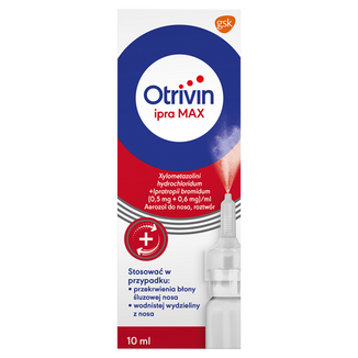 Otrivin Ipra Max (0,5 mg + 0,6 mg)/ ml, aerozol do nosa, roztwór, 10 ml - zdjęcie produktu
