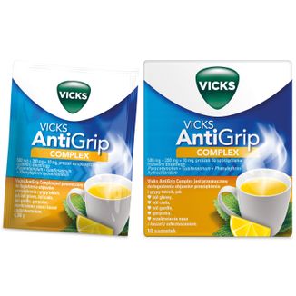 Vicks AntiGrip Complex 500 mg + 200 mg + 10 mg, proszek do sporządzania roztworu doustnego, 10 saszetek - zdjęcie produktu