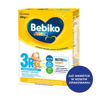 Bebiko Junior 3R Nutriflor+, odżywcza formuła na bazie mleka z kleikiem ryżowym, powyżej 1 roku, 350 g - zdjęcie produktu