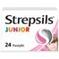 Strepsils Junior 1,2 mg + 0,6 mg, bez cukru, smak truskawkowy, 24 pastylki do ssania - miniaturka  zdjęcia produktu