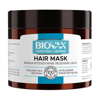 Biovax, maska intensywnie regenerująca, keratyna i jedwab, 250 ml - zdjęcie produktu