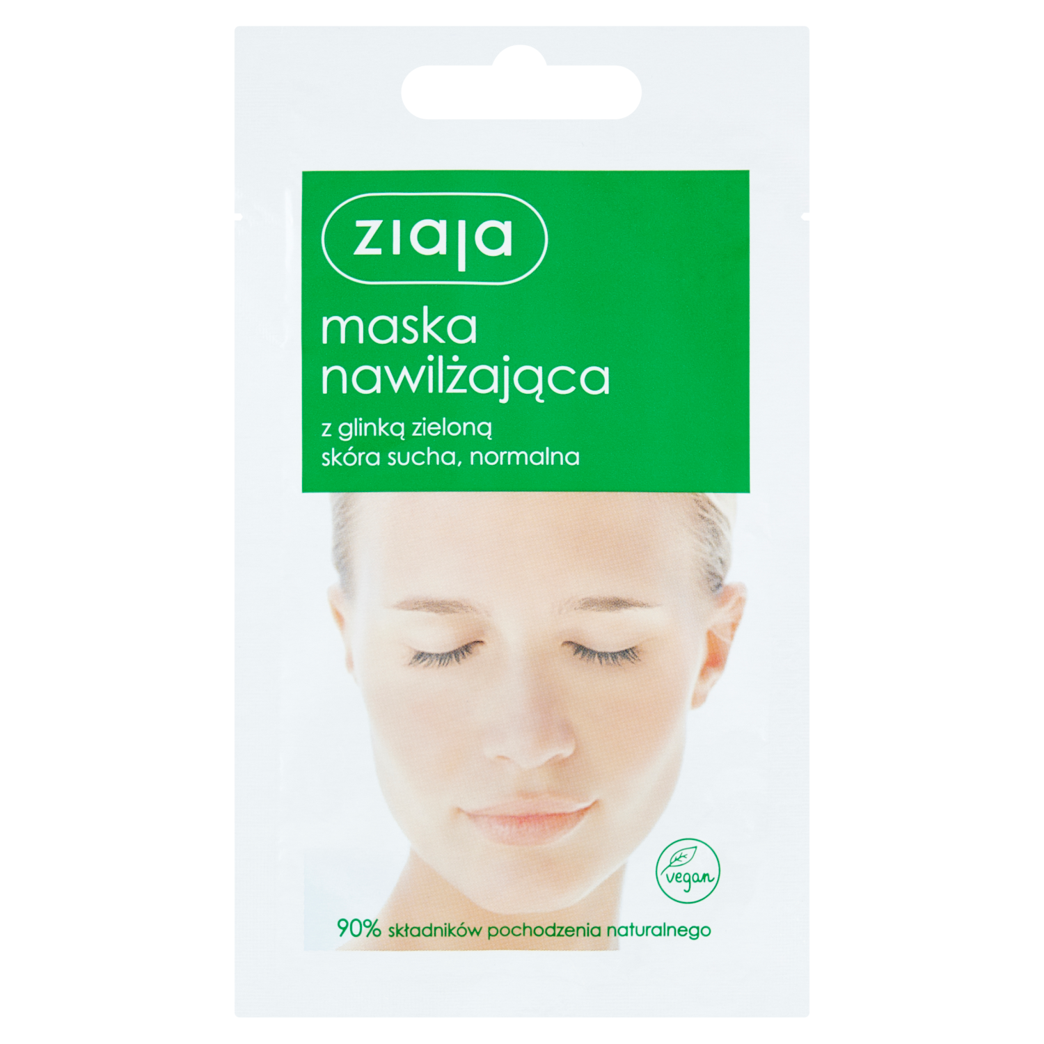 Nieznana Ziaja, maska do twarzy, nawilżająca z glinką zieloną, 7 ml