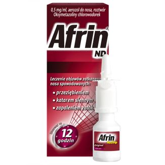 Afrin ND 0,5 mg/ ml, aerozol do nosa, roztwór, 15 ml USZKODZONE OPAKOWANIE Afrin ND 0,5 mg/ ml, aerozol do nosa, roztwór, 15 ml USZKODZONE OPAKOWANIE - zdjęcie produktu