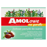 AMOLowe na Gardło, ziołowe pastylki do ssania, 16 sztuk USZKODZONE OPAKOWANIE - miniaturka zdjęcia produktu