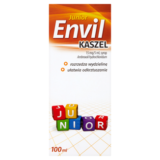 Envil Kaszel Junior 15 mg/ 5 ml, syrop, 100 ml USZKODZONE OPAKOWANIE Envil Kaszel Junior 15 mg/ 5 ml, syrop, 100 ml USZKODZONE OPAKOWANIE - zdjęcie produktu