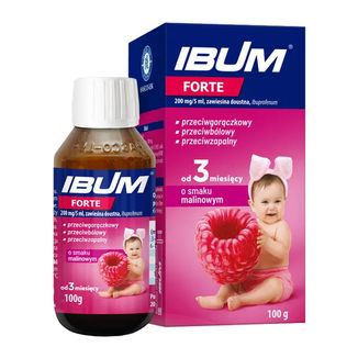 Ibum Forte 200 mg/ 5 ml, zawiesina doustna dla dzieci od 3 miesiąca, smak malinowy, 100 g USZKODZONE OPAKOWANIE - zdjęcie produktu