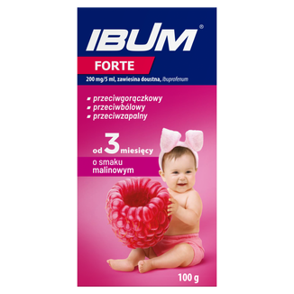 Ibum Forte 200 mg/ 5 ml, zawiesina doustna dla dzieci od 3 miesiąca, smak malinowy, 100 g USZKODZONE OPAKOWANIE - zdjęcie produktu
