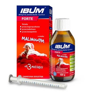 Ibum Forte 200 mg/ 5 ml, zawiesina doustna dla dzieci od 3 miesiąca, smak malinowy, 100 g - zdjęcie produktu