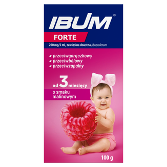 Ibum Forte 200 mg/ 5 ml, zawiesina doustna dla dzieci od 3 miesiąca, smak malinowy, 100 g - zdjęcie produktu