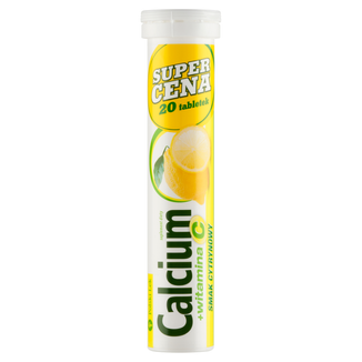Calcium + witamina C, smak cytrynowy, 20 tabletek musujących - zdjęcie produktu