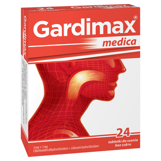 Gardimax Medica 5 mg + 1 mg, 24 tabletki do ssania - zdjęcie produktu