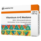 Vitaminum A + E Medana 2500 IU + 200 mg, 20 kapsułek elastycznych USZKODZONE OPAKOWANIE - miniaturka zdjęcia produktu