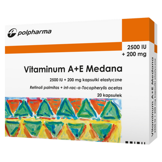 Vitaminum A + E Medana 2500 IU + 200 mg, 20 kapsułek elastycznych - zdjęcie produktu