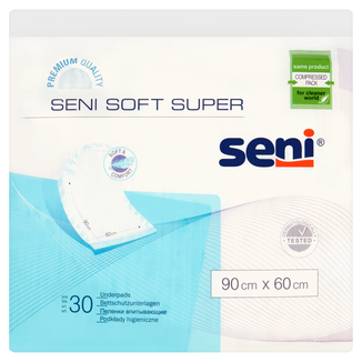 Seni Soft Super, podkłady higieniczne, 90 cm x 60 cm, 30 sztuk - zdjęcie produktu