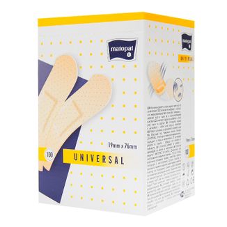 Matopat Universal, plastry z opatrunkiem, 19 mm x 76 mm, 100 sztuk USZKODZONE OPAKOWANIE - zdjęcie produktu