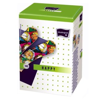 Matopat Happy, plastry dla dzieci i młodzieży, z opatrunkiem, Garfielfd, 19 mm x 76 mm, 100 sztuk - zdjęcie produktu