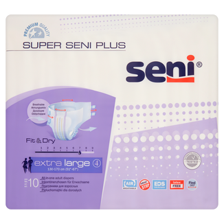 Super Seni Plus, pieluchomajtki, Extra Large, 130-170 cm, 10 sztuk - zdjęcie produktu