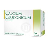 Calcium gluconicum, smak cytrynowy, 50 tabletek - miniaturka zdjęcia produktu