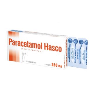 Paracetamol Hasco 250 mg, czopki doodbytnicze, 10 sztuk - zdjęcie produktu