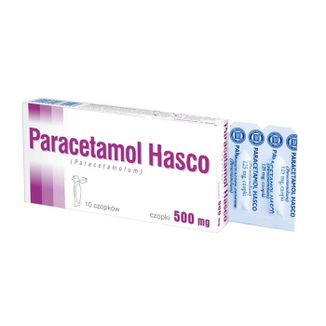 Paracetamol Hasco 500 mg, czopki, 10 sztuk USZKODZONE OPAKOWANIE - zdjęcie produktu