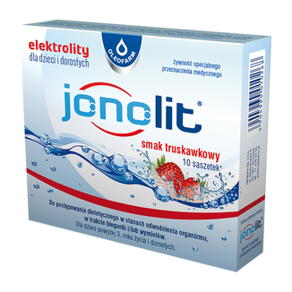 Jonolit, elektrolity dla dzieci i dorosłych, smak truskawkowy, 10 saszetek - zdjęcie produktu