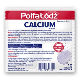 Laboratoria PolfaŁódź Calcium w folii, 12 tabletek musujących - zdjęcie produktu