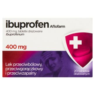 Ibuprofen Aflofarm 400 mg, 20 tabletek drażowanych USZKODZONE OPAKOWANIE - zdjęcie produktu