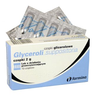 Farmina Glyceroli Suppositoria 2 g, czopki glicerolowe, 10 sztuk USZKODZONE OPAKOWANIE - zdjęcie produktu