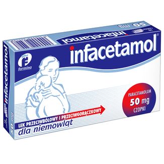 Infacetamol 50 mg, czopki dla niemowląt, 10 sztuk USZKODZONE OPAKOWANIE - zdjęcie produktu