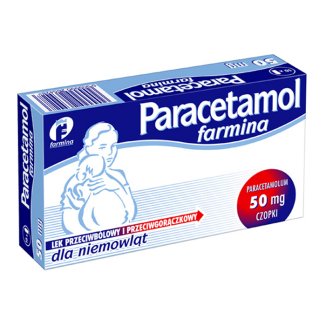Paracetamol Farmina 50 mg, czopki dla niemowląt, 10 sztuk USZKODZONE OPAKOWANIE - zdjęcie produktu