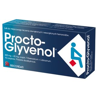 Procto-Glyvenol 400 mg + 40 mg, czopki, 10 sztuk - zdjęcie produktu