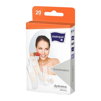 Matopat Transparent, plastry z opatrunkiem, dyskretne, 20 sztuk USZKODZONE OPAKOWANIE - zdjęcie produktu