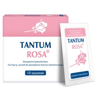 Tantum Rosa 53,2 mg/g, proszek do sporządzania roztworu do irygacji pochwy, 10 saszetek - miniaturka  zdjęcia produktu
