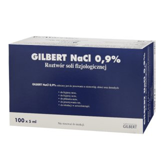 Gilbert NaCl 0,9%, sól fizjologiczna, 5 ml x 100 ampułek USZKODZONE OPAKOWANIE - zdjęcie produktu