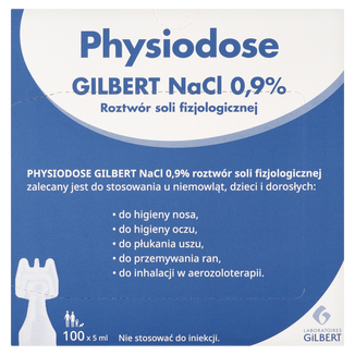 Gilbert NaCl 0,9%, sól fizjologiczna, 5 ml x 100 ampułek Gilbert NaCl 0,9%, sól fizjologiczna, 5 ml x 100 ampułek - zdjęcie produktu