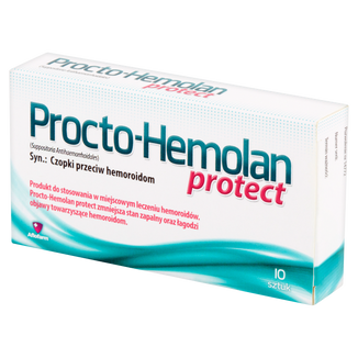 Procto-Hemolan Protect, czopki doodbytnicze, 10 sztuk - zdjęcie produktu