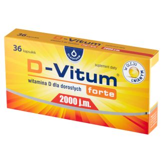 D-Vitum Forte 2000 j.m, dla dorosłych, 36 kapsułek - zdjęcie produktu