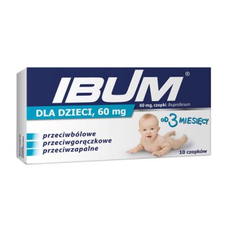 Ibum dla dzieci 60 mg, czopki od 3 miesięca, 10 sztuk KRÓTKA DATA - zdjęcie produktu